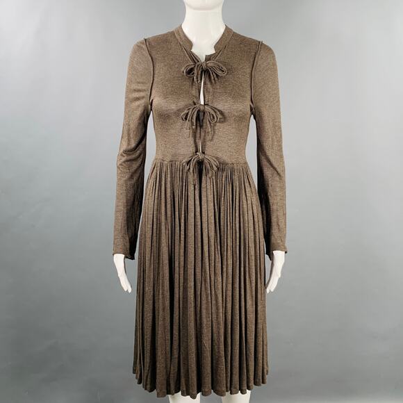 STELLA McCARTNEY Size M Brown Viscose Pleated Dress - Picture 1 of 8